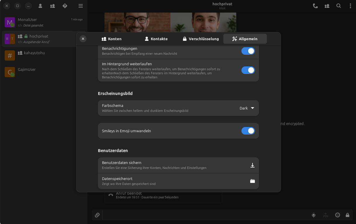 DinoX data backup settings dialog for exporting user data