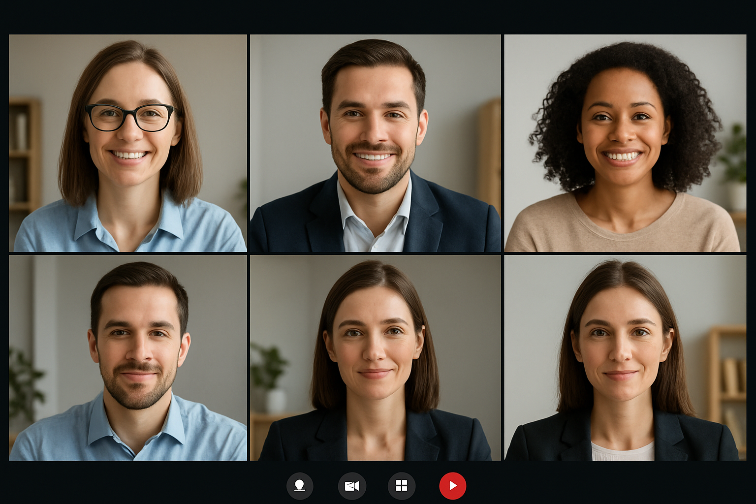 DinoX MUJI group video call interface showing multiple participants in a video conference